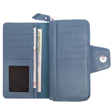 Шкіряний гаманець Karya на два відділи KR1186-093 блакитного кольору