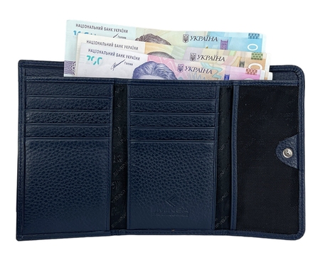 Середній шкіряний гаманець Eminsa із зернистої шкіри ES2157-18-19 темно-синій