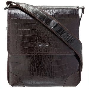 Чоловіча сумка з натуральної тисненої шкіри з розширенням Karya 0720-57 коричнева