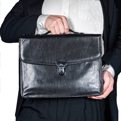 Чоловічий портфель з натуральної шкіри Tony Perotti italico 8091 чорний