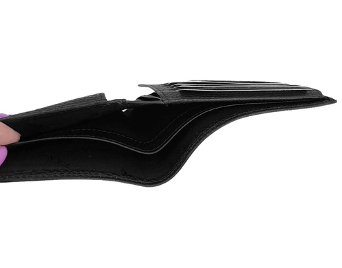 Шкіряне портмоне Tergan з відкидною кишенею TG1469 чорного кольору, Чорний