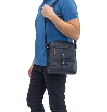 Чоловіча сумка The Bond з натуральної телячої шкіри 1130-49 темно-синього кольору