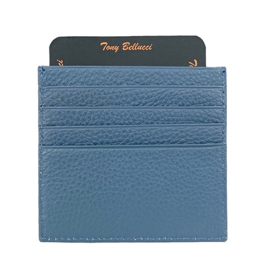 Кожаная кредитница Tony Bellucci на 8 карточек TB124-215 джинсового цвета, Натуральная кожа, Зернистая, Синий