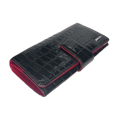Жіночий гаманець з натуральної лакованої шкіри Karya 1184-06 чорний усередині червоний