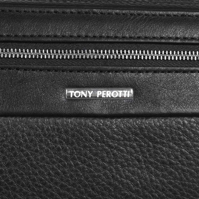 Барсетка Tony Perotti New Contatto 9323 з натуральної шкіри з кистьовим ременем чорна, Black (черный)