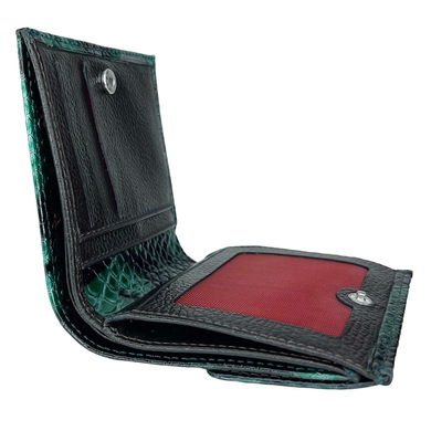 Малий гаманець Karya з лакованої шкіри KR1066-549-1 зелений з чорним