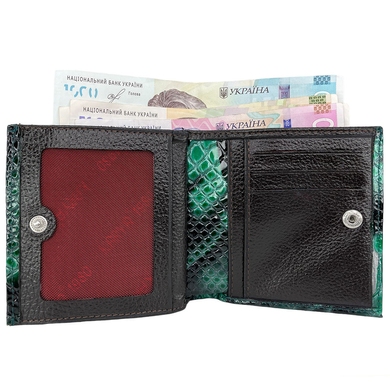 Малый кошелек Karya из лакированной кожи KR1066-549-1 зеленый с черным