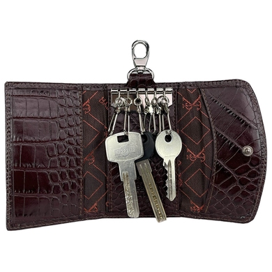 Шкіряна ключниця Karya на 6 ключів KR434-016 коричнево-бордового кольору