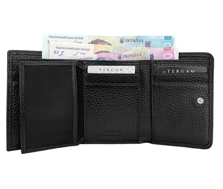 Кожаный малый кошелек Tergan из зернистой кожи TG5798 черного цвета