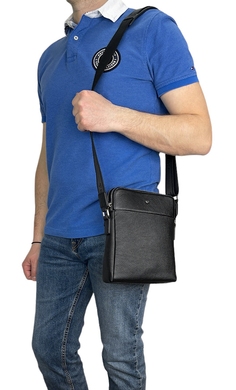 Чоловіча шкіряна сумка Tergan на два відділи TG21408 чорного кольору