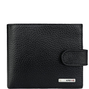 Кожаное портмоне на кнопке Karya с зажимом для денег KR0470-45 черного цвета, Черный