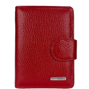Жіночий гаманець з натуральної шкіри на кнопці Karya 2015-46 червоного кольору