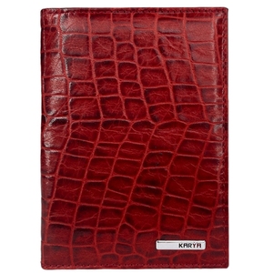 Шкіряна обкладинка на автодокументи Karya KR0428-599 червоного кольору, Червоний