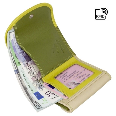 Жіночий гаманець з натуральної шкіри з RFID Visconti Rainbow Zanzibar RB126 Lime Multi