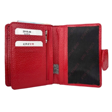 Жіночий гаманець з натуральної шкіри на кнопці Karya 2015-46 червоного кольору