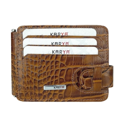 Шкіряне портмоне-кредитниця із затиском для грошей Karya 0044-61 рудого кольору, Рудий