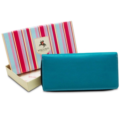 Жіночий гаманець з натуральної шкіри з RFID Visconti Rainbow Honolulu RB55 Blue Multi