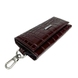 Ключниця Karya на кнопці з карабінами для ключів 402-016 бордово-коричневого кольору
