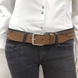 Бесшовный джинсовый ремень Tony Perotti Cinture 176 из натуральной кожи коньячного цвета