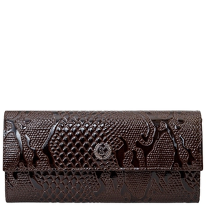 Жіночий гаманець з лакованої шкіри Karya 1142-015-1 темно-коричневого кольору