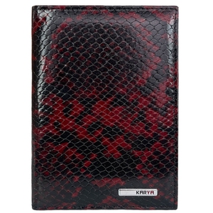 Шкіряна обкладинка на автодокументи Karya KR0428-529 бордово-чорного кольору, Бордовий з чорним