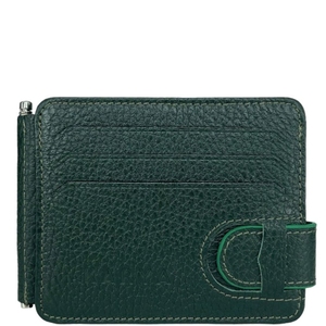Кожаное портмоне-кредитница с зажимом для денег Karya 0044-030 темно-зеленого цвета, Темно-зеленый