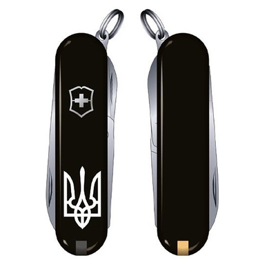 Складной нож-брелок миниатюрный Victorinox Classic SD UKRAINE 0.6223.3R1 (Черный)