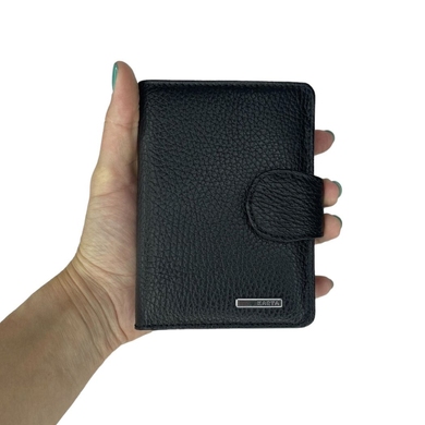 Жіночий гаманець з натуральної шкіри на кнопці Karya 2015-45 чорного кольору