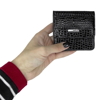 Малий гаманець Karya з натуральної шкіри 1106-502-3 чорного кольору
