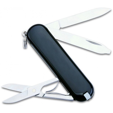 Складной нож-брелок миниатюрный Victorinox Classic SD UKRAINE 0.6223.3R1 (Черный)