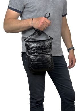 Кожаная мужская сумка под клапаном с расширением Karya 0721-53 черного цвета