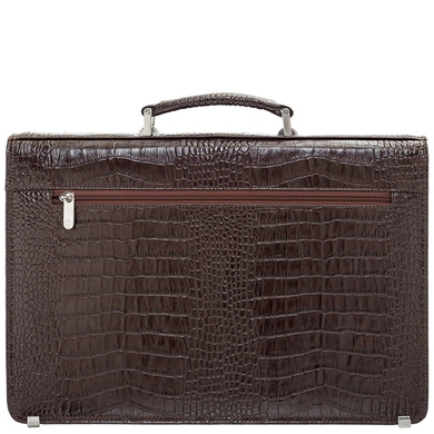 Мужской портфель из натуральной тисненой кожи Karya 0123-57 коричневого цвета