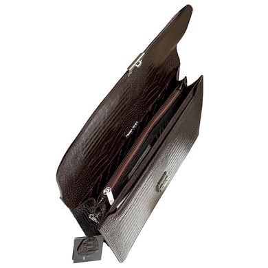 Чоловічий портфель з натуральної тисненої шкіри Karya 0123-57 коричневого кольору