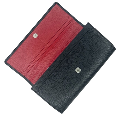 Горизонтальний гаманець з натуральної шкіри Karya 1191-45/46 чорний з червоним