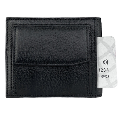 Шкіряний затискач для грошей на магніті Karya з монетником KR1-0903-45 чорний, Чорний