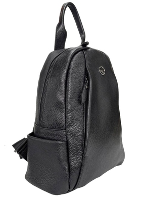 Женский кожаный рюкзак Eminsa на один отдел ES40297 черного цвета, Черный, Зернистая