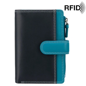 Женский кошелек из натуральной кожи с RFID Visconti Rainbow Bermuda RB97 Blue Multi