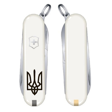 Складной нож-брелок миниатюрный Victorinox Classic SD UKRAINE 0.6223.7R1 (Белый)