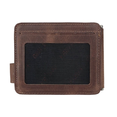 Кожаное портмоне-кредитница с зажимом для денег Karya 0044-34 коричневого цвета, Коричневый