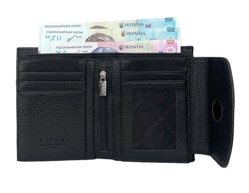 Жіночий шкіряний гаманець Karya на магніті KR1206-45 чорного кольору