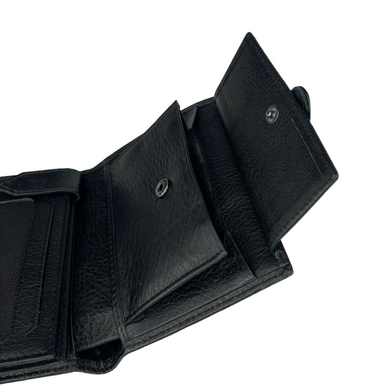 Портмоне з відкидними кишенями Bond NON із натуральної шкіри 527-1 чорного кольору, Чорний