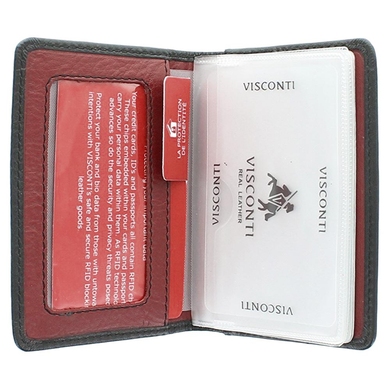 Кожаная кредитница Visconti Slim Laser VSL24 Black/Red, Натуральная кожа, Гладкая, Черный