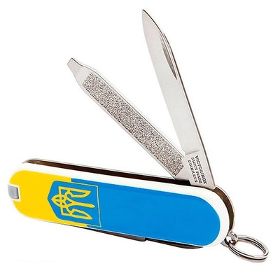 Складной нож-брелок миниатюрный Victorinox Classic SD UKRAINE 0.6223.7R3 (Голубой)