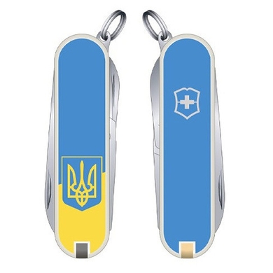 Складаний ніж-брелок мініатюрний Victorinox Classic SD UKRAINE 0.6223.7R3 (Блакитний)