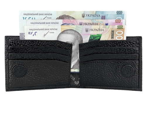 Кожаный зажим для денег на магните Karya с монетником KR1-0903-03 черный, Черный