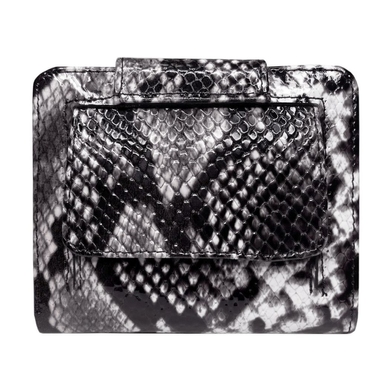 Жіночий гаманець на кнопці з натуральної шкіри Karya 2007-536 чорно-сірого кольору