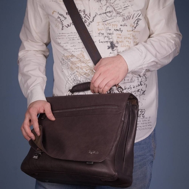 Мужской портфель из натуральной кожи Tony Perotti Contatto 9124-40 темно-коричневый