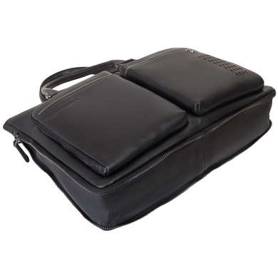 Чоловіча сумка-портфель на блискавці Tony Bellucci з натуральної шкіри 5206-1 чорного кольору