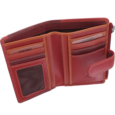 Жіночий гаманець з натуральної шкіри з RFID Visconti Rainbow Bermuda RB97 Red Multi