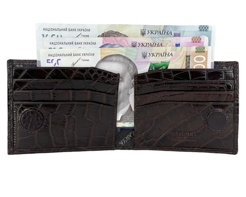 Кожаный зажим для денег на магните Karya с монетником KR1-0903-57 темно-коричневый, Темно-коричневый